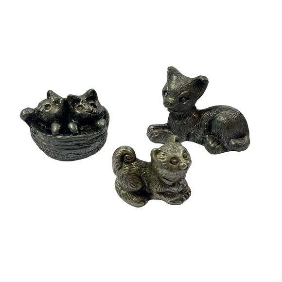 4 Cat Figurines Collectible Pewter Metalware - Picture 2 of 14